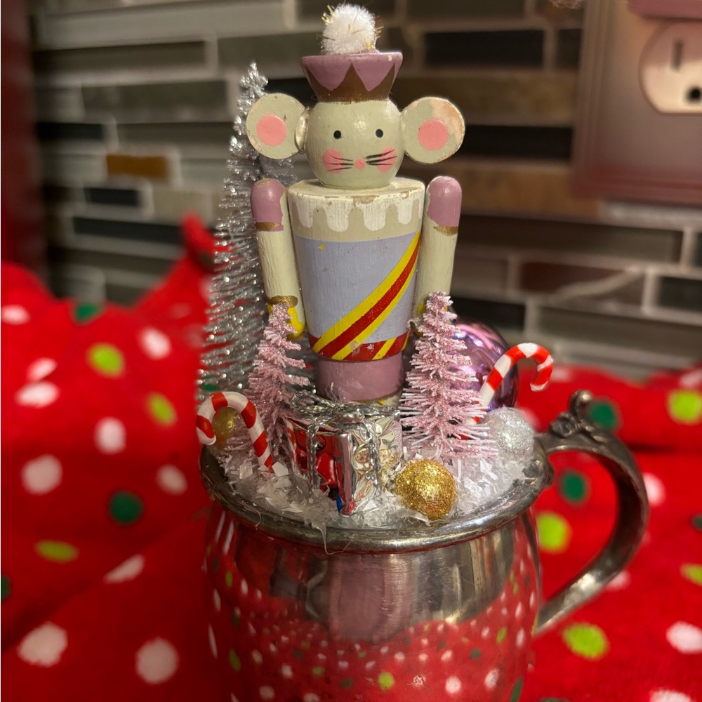 Handmade silver cup Nutcracker With all the trimmings Christmas tree 🌲 Gifts 🎁